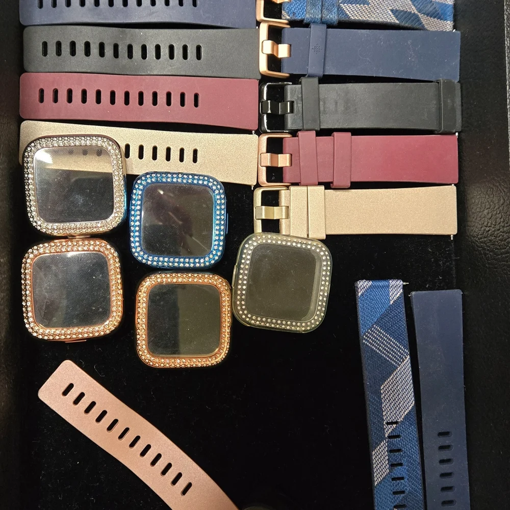 Fitbit Smartwatch Bands & Bling Screen Covers Bundle – Multiple Colors & Styles